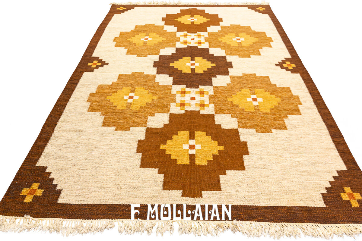 Scandinavian Rug Flat-weave Rug Beige/Brown Color n°:461237